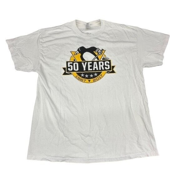 Pittsburgh Penguins XL 50th Anniversary 1967 - 2017 Logo Graphic T-Shirt Promo - Picture 1 of 6